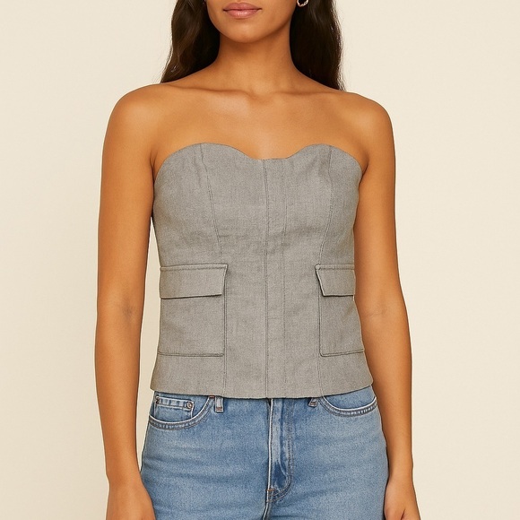 Reformation Tops - Reformation Strapless Wool Blend Gray Bustier Top size Medium